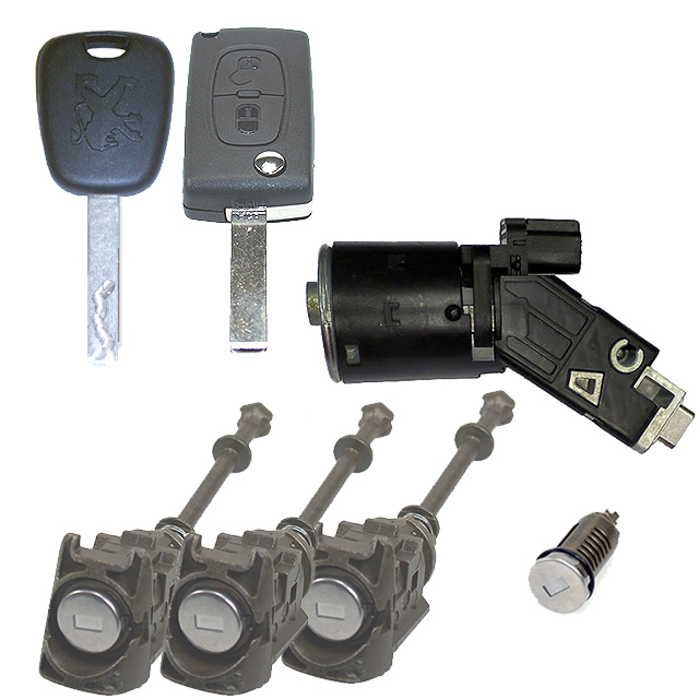 Schlosssatz mit 2 HF-Plip-Schlüssel 2 Knopf + 1 Transponderschl